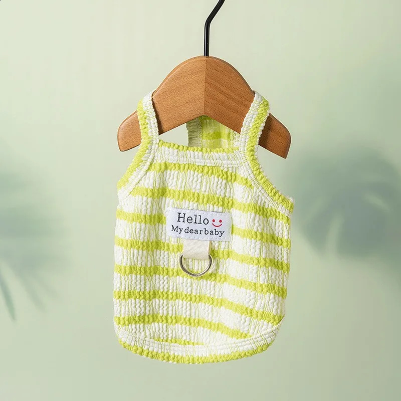 Japan and South Korea Style Puppy Vest Classic Striped Teddy Suspenders Thin Breathable Dog Clothes Yorkshire Cute Tshirt 250318