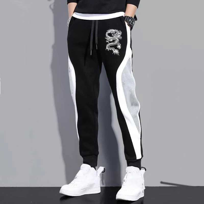 New Men Casual Drawstring dragon print Pants Jogger Pants Sweatpants Running Pants Sweatpants for Men X250319