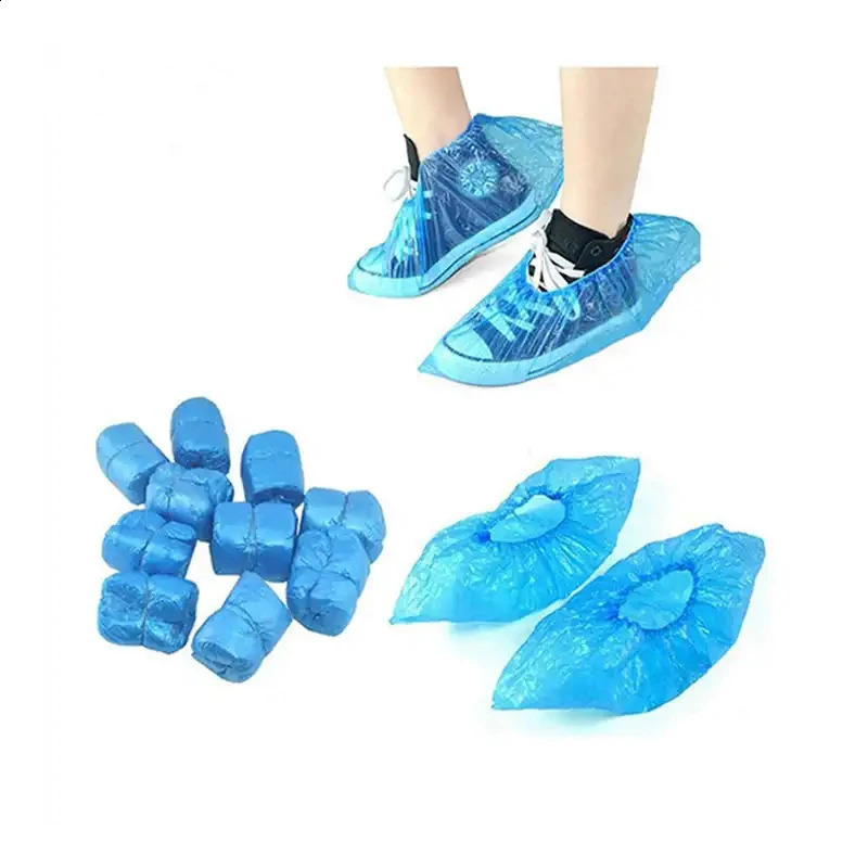 100 PCS Plastic Disposable Shoe Covers Cleaning Overshoes Outdoor Rainy Day Carpet Cover Waterproof 250318