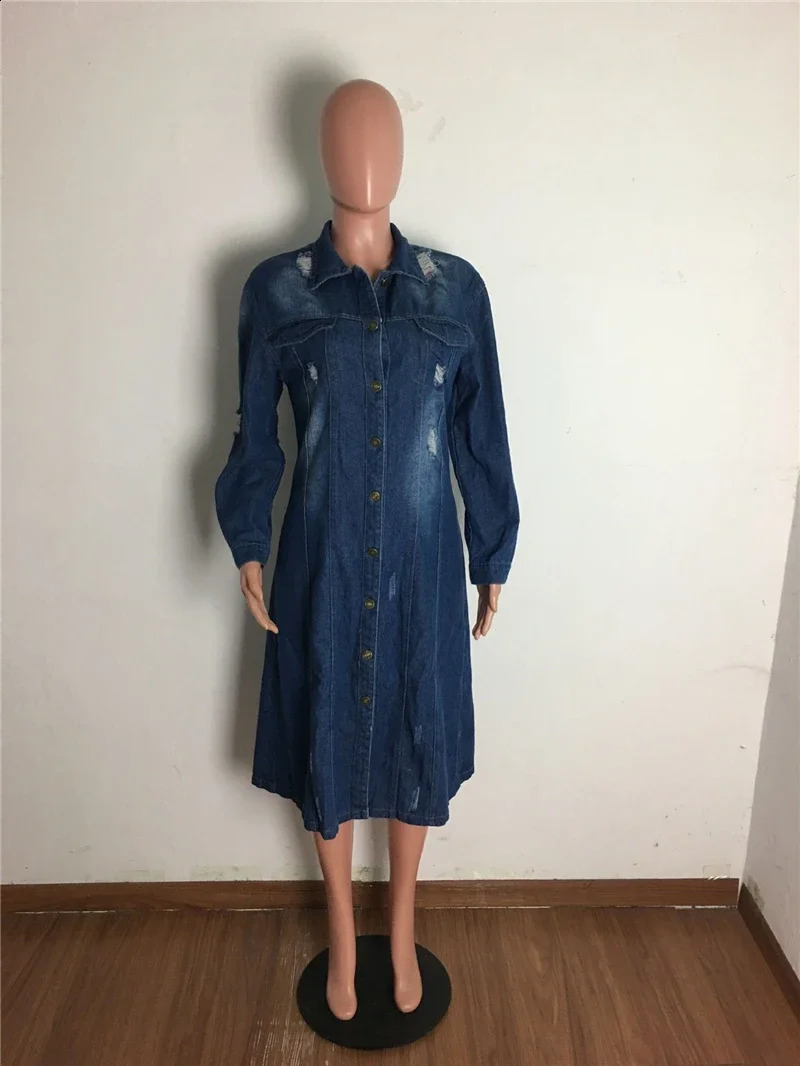 ly arrived fashion hole cotton autumn winter long denim jacket 2023 trench coat cardigan wool sweater womens sleeved jeans 250319