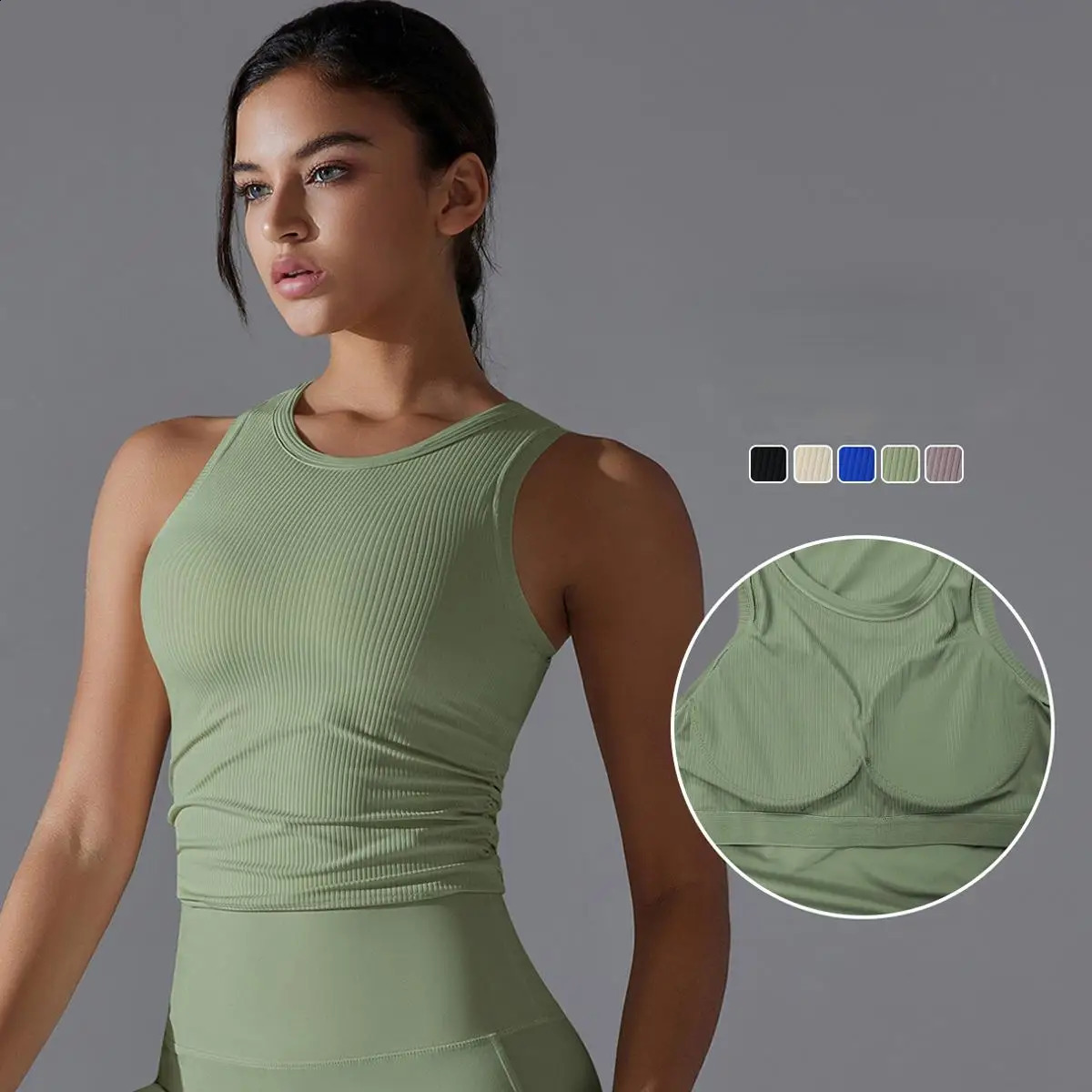 Soft womens yoga bra vest with chest cushion gym sports top running summer clothing set 250319