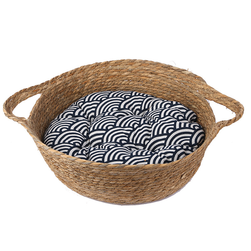 Cat Beds Furniture Pure Manual Rattan Woven Nest Four Seasons General Dandelion Cool Bed Scratch Board Pet Products - view 3