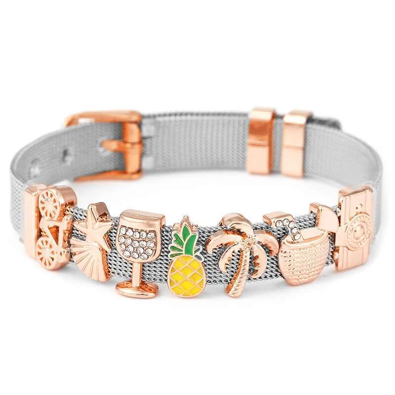 10mm New Trendy Summer Beach Beads Charm Bracelets DIY Mesh Keeper Bracelets Pulseras Mujer For Women Men Fashion Jewelry Gift