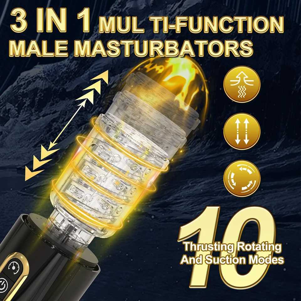 Fully Automatic Male Masturbator Vagina Rotation Telescoping Cup Deep Throat Blowjobs Dick Piston Massager For Men Adult Sex ToyXJ250319