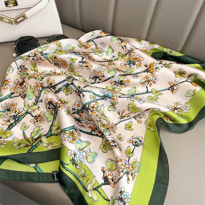 Luxury silk satin scarf suitable for warm textured Kerchief neck scarf 70cm square shawl and womens sheepskin scarf X250319