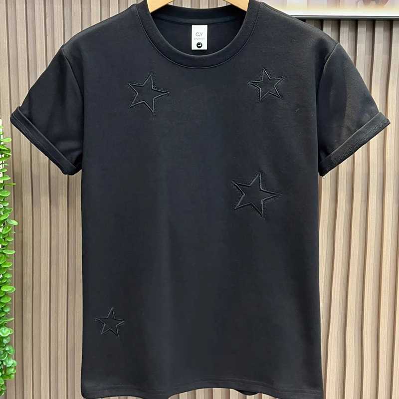2025 Summer New Mens Embroidered Short Sleeve T-shirt Fashion Trend Casual T-shirt Mens Loose Luxury T-shirtT250318