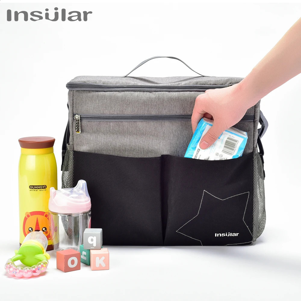 Insular Mommy Diaper Bags Mother Large Capacity Travel Nappy Backpacks with Anti-loss Zipper Solid Baby Maternity Nursing Bags 250319