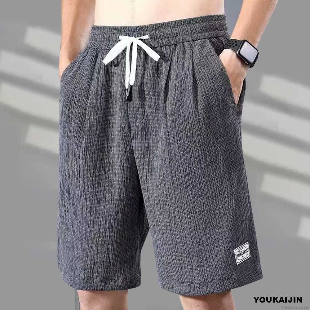 Silk shorts mens thin sports pants loose straight leg cool breathable new fashion trend casual S-XXXL drawstring shorts W250319