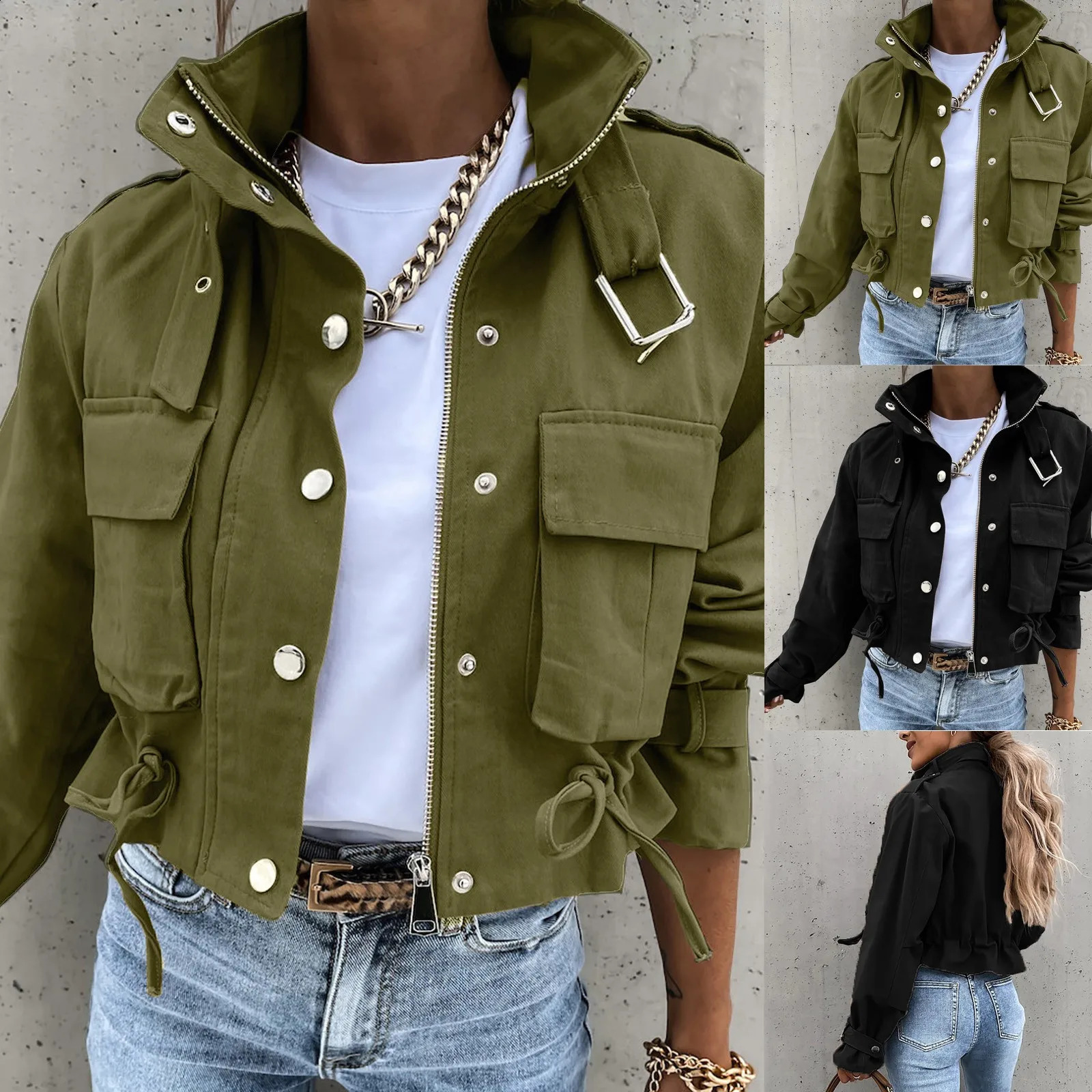 Outerwears Jackets Woman Women Casual Solid Button Long Sleeve Jacket Breasted Vest Pocket Loose Womens Leather 250317