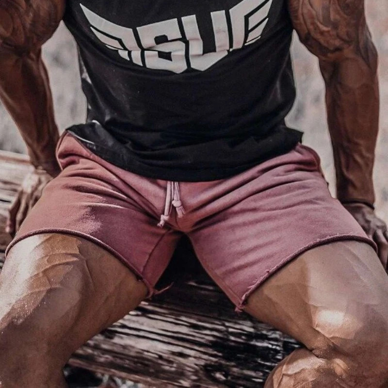 Mens Summer Retro Frayed Shorts Sports Casual Gym Fitness Loose Stretch Short Pants Fashion Outdoor Basketball Shorts 250319