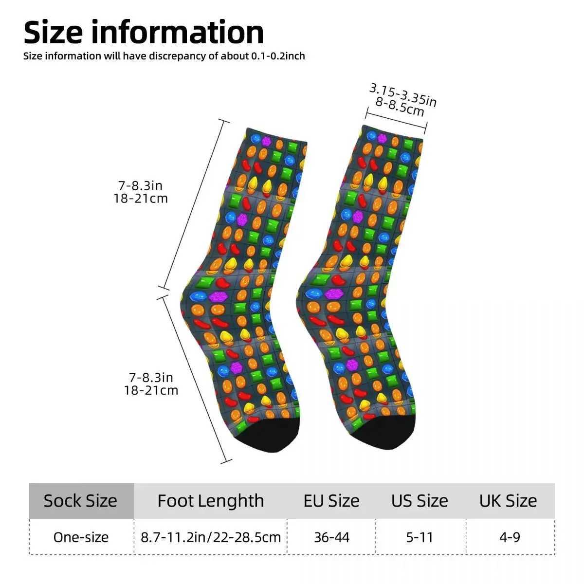 2022 New Candy Crush Socks Harajuku Super Soft Socks Four Seasons Mens Birthday Gift X250319