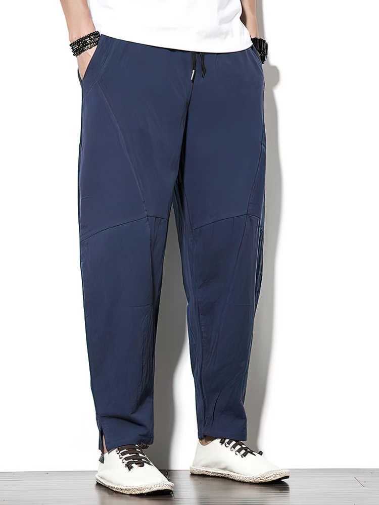 100% Cotton Jogger Pants Men Baggy Casual Trousers Male Walking Wide leg Loose Sweatpants Chinese Summer Big size 2025 New X250319