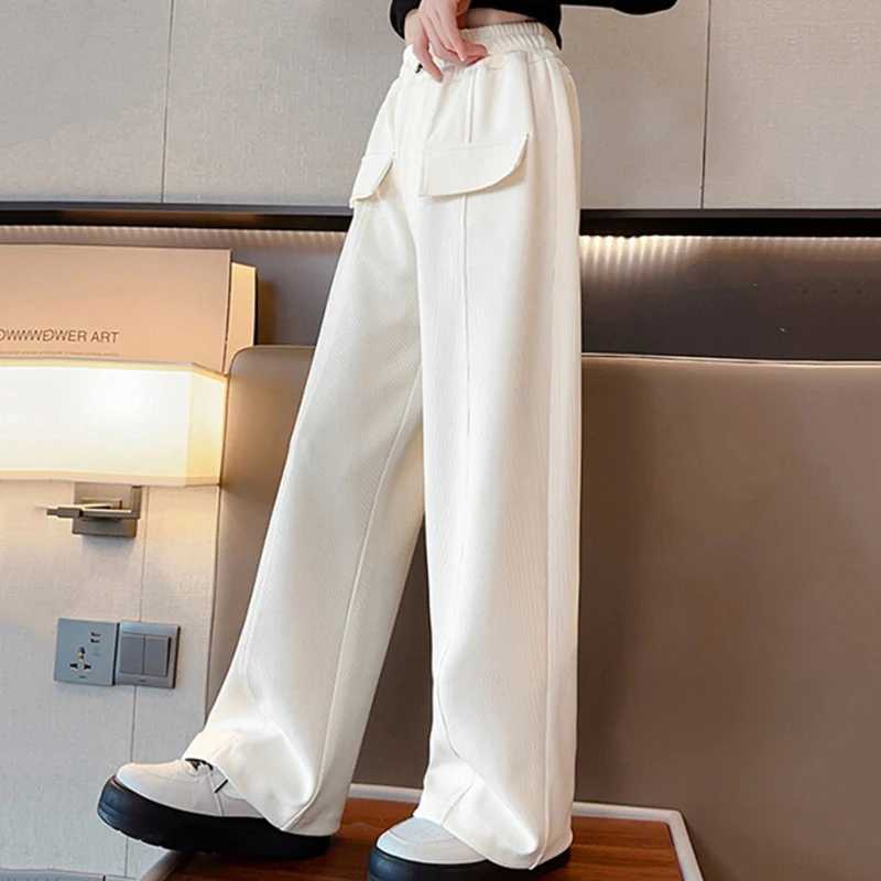 Girls Wide Leg Pants Kids Fashion Loose Pants Children Straight Sweatpants 2023 High Waisted Spring Autumn Casual TrousersT250318