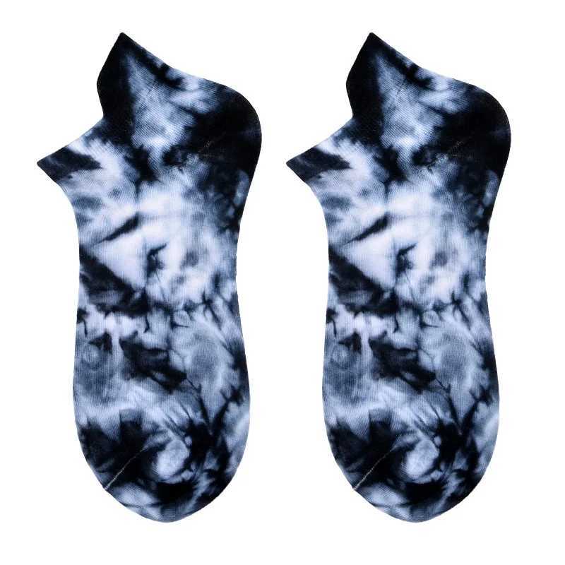 2021 new tie-dye boat socks cotton socks ladies boat socks breathable color Japanese shallow mouth socks X250319
