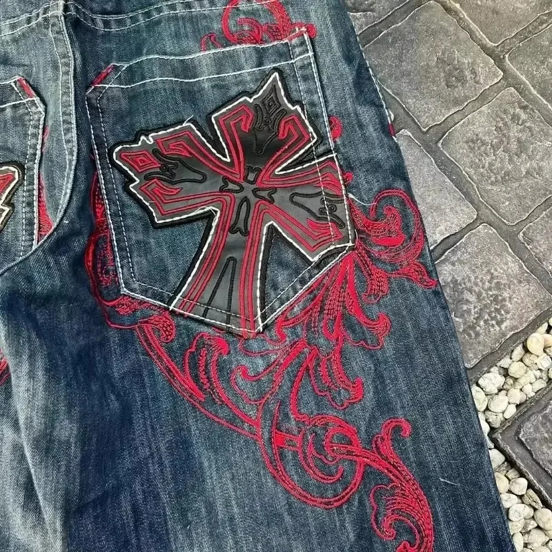 High Quality Street Y2K Retro Denim Shorts Shinjuku Hip Hop Pocket Loose Denim Shorts For Men and Women In Summer Gothic Shorts 250319