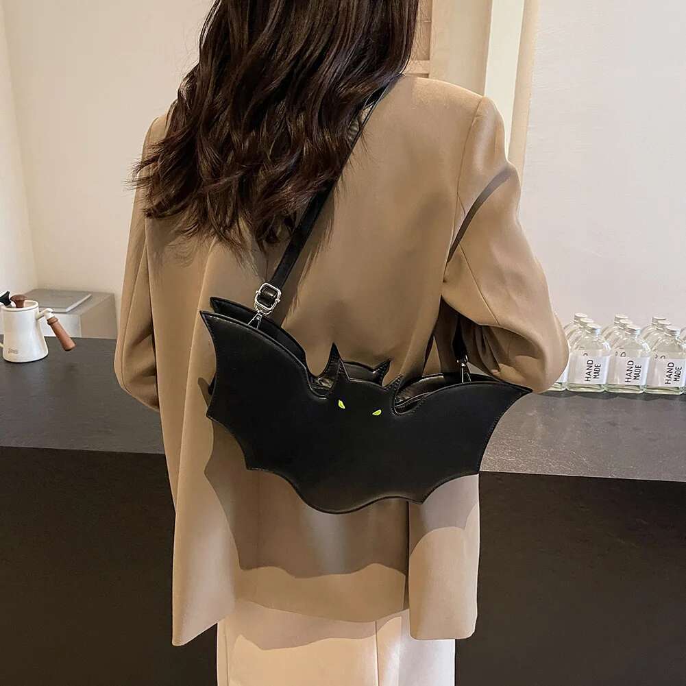 Shoulder Women Bat Shaped Crossbody PU Leather Adjustable Strap Messenger Bag Clutch Purse For Shopping Travel
