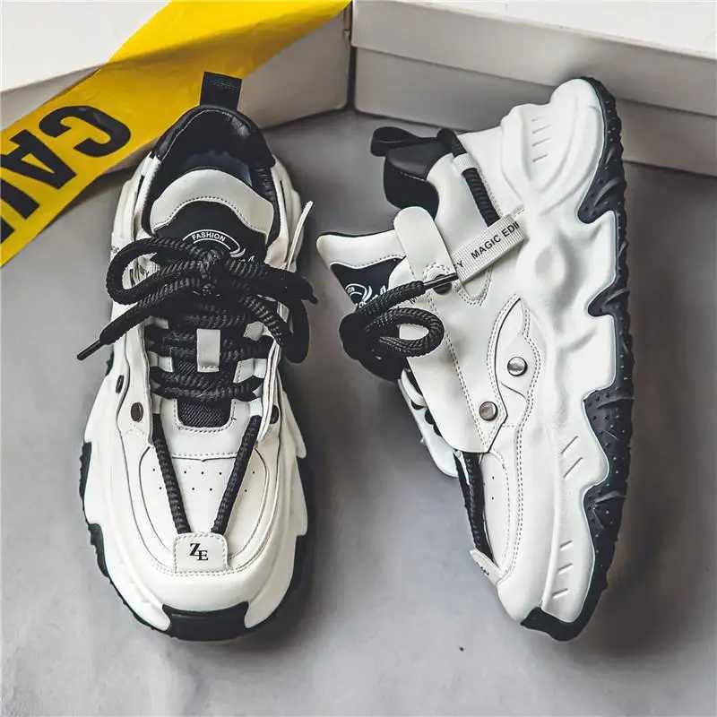 Male 2024 New Leather Comfortable Cross Strap Colored Versatile Internet Popular Casual Shoes Outdoor Sports Shoes Z250319