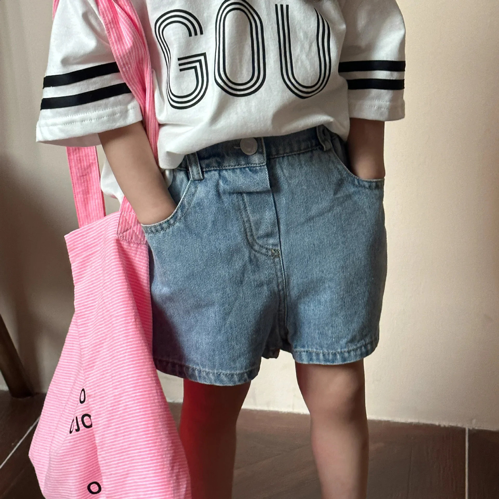 22005 Children Denim Pant Summer Baby Boys Tooling Denim Shorts Simple All Match Pants Kids Short 250319