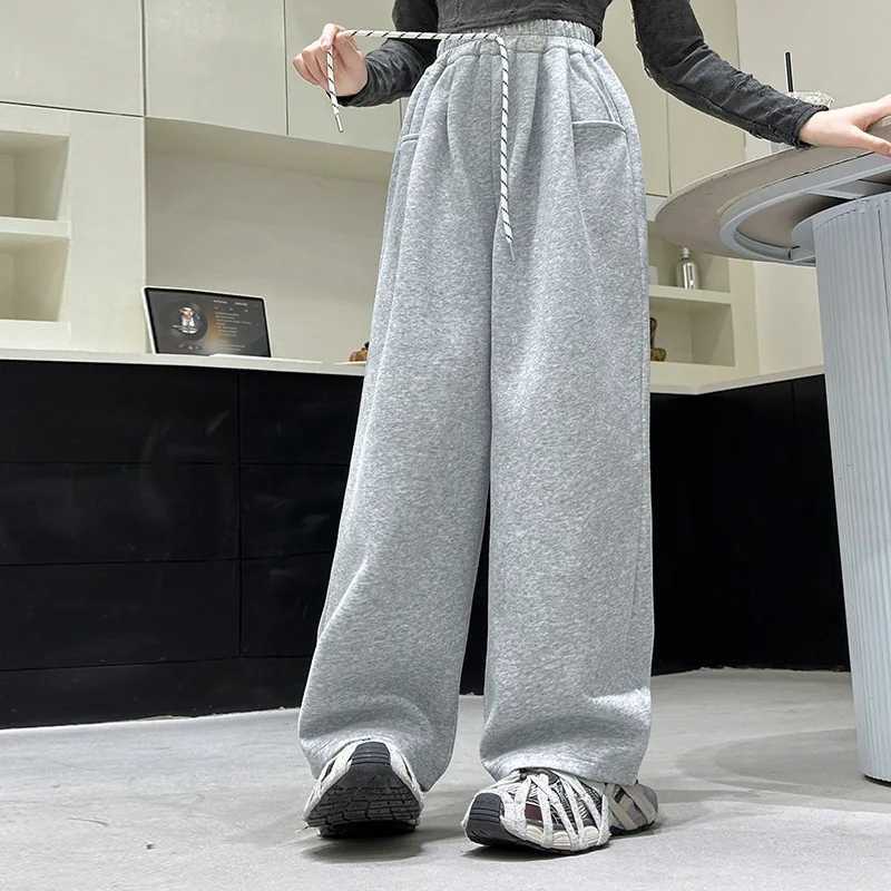 Teenage girls street style retro childrens casual hip-hop pop wide leg Trousers fashionable high waisted childrens new fashion sports pantsT250318