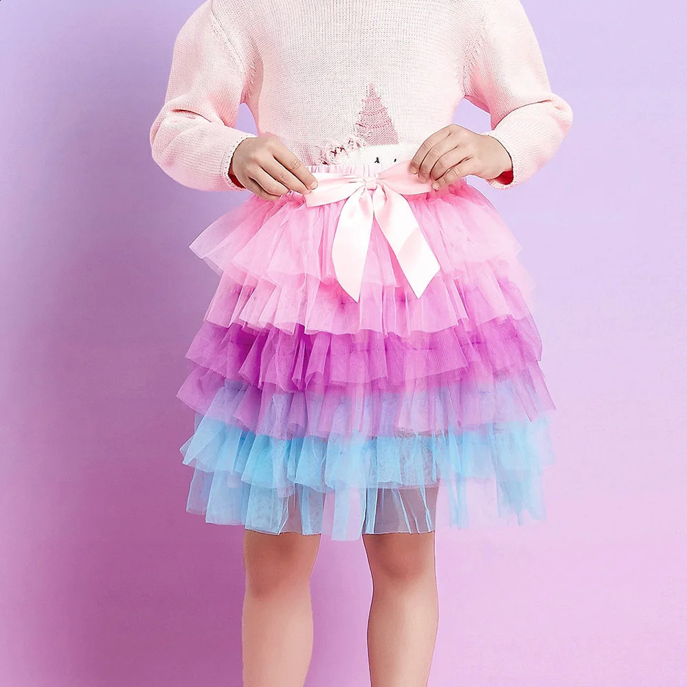 VIKITA Girls Tulle Tutu Skirts Kids Princess Layered Ball Gown Pettiskirt Ballet Dance Party Birthday Cake Sweet Mini Skirt 250319