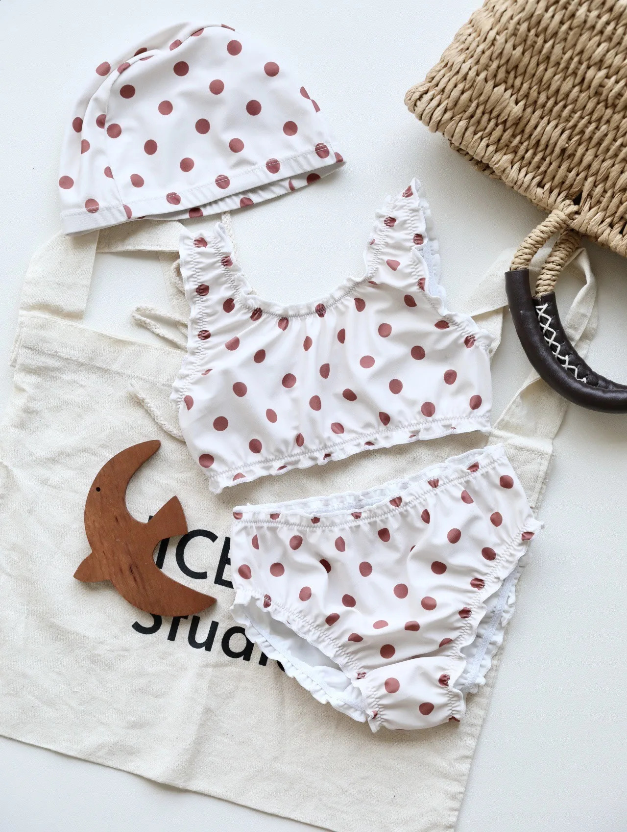 1-7Y Kids Swimsuit Fashion Girl Printed Two Pieces Swimsuit Striped Toddler Swimming Suit Monokini Beach Outfit Bathing Suit 250319