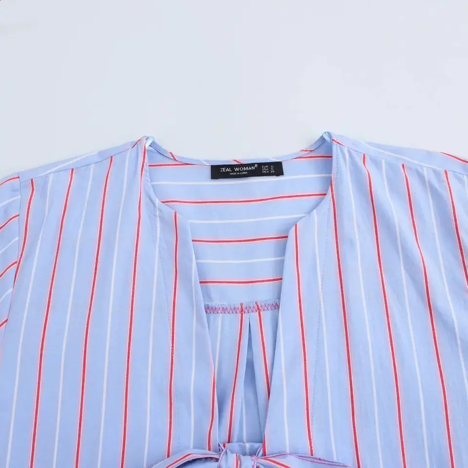 Trafshe Spring and Summer Womens Lace Striped Top Retro Clothing Long Sleeve Shirt 0387058 250318
