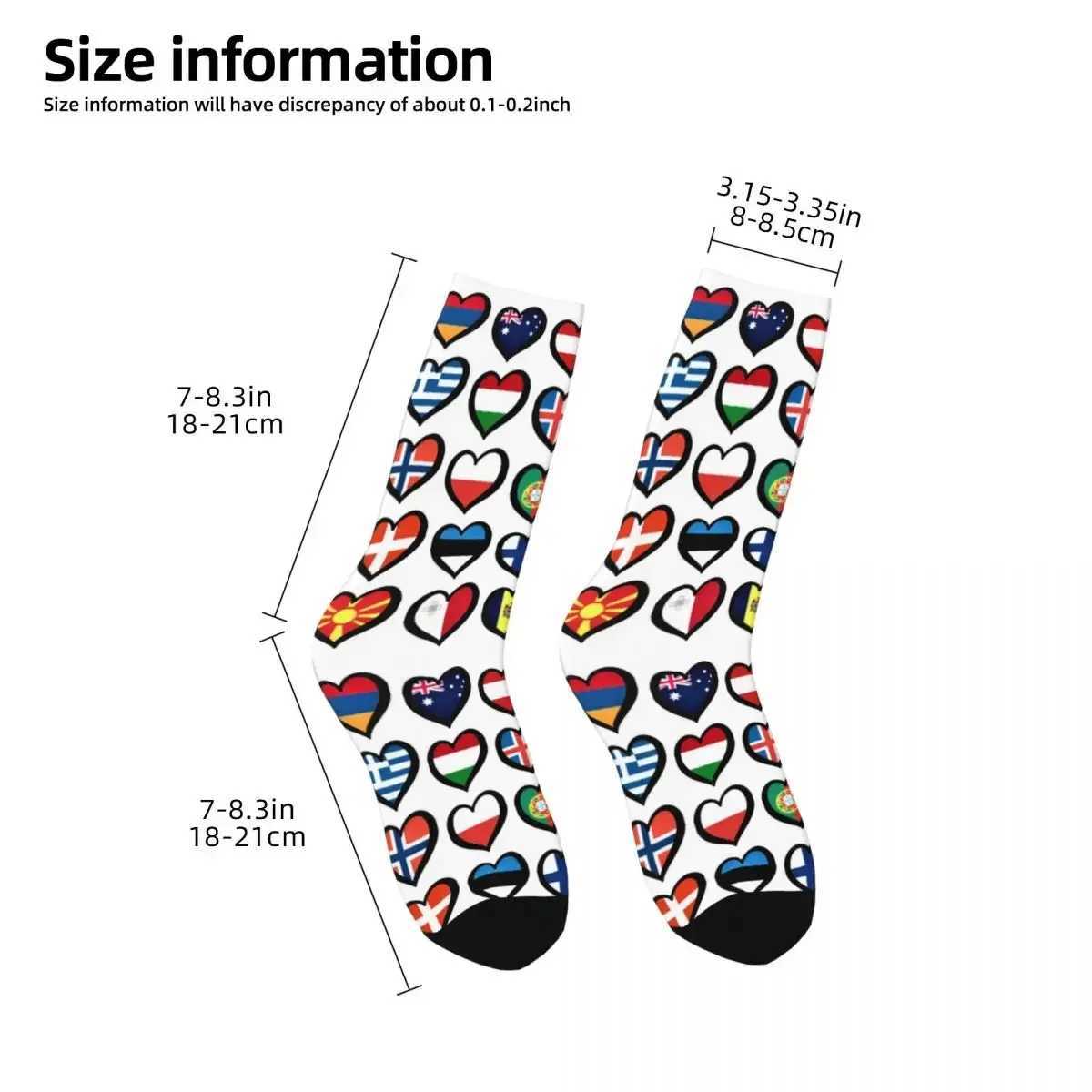 Eurovision Song Contest Flag Heart Socks Harajuku Soft Socks Four Seasons Neutral Birthday Gift Stocking Accessories X250319