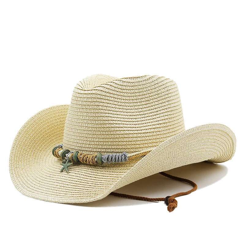 Bohemian Sun For Women Foldable Beach Ladies Summer Paper Straw Hats White Panama Travel Hat UV Protection Cowboy Hat