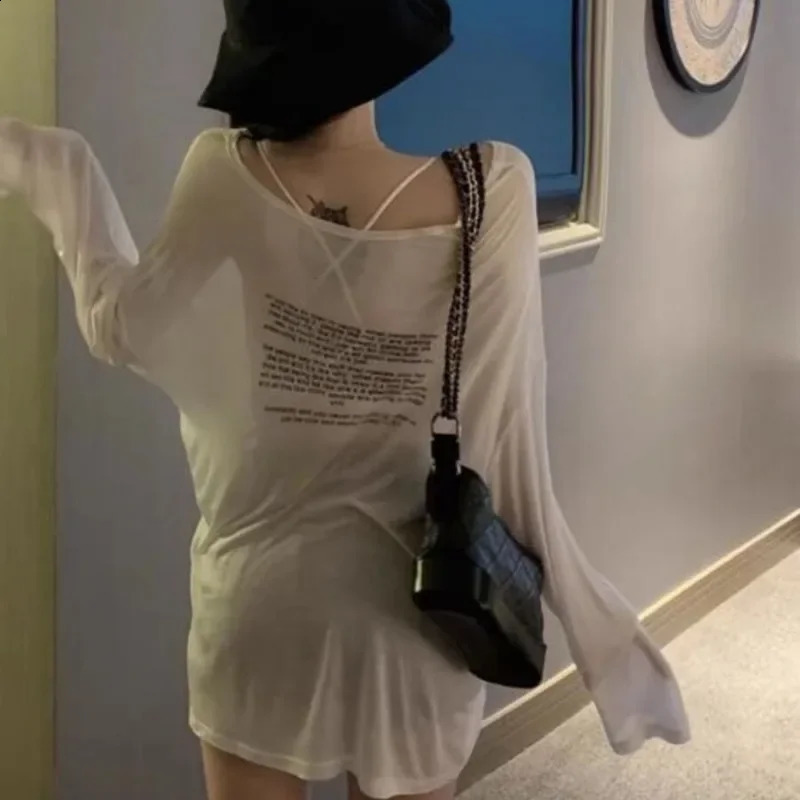 Loose T-shirts for Women Letter Pattern Simple Korean Style Summer Clothing Thin All-match Young Students Tops Trendy 250319
