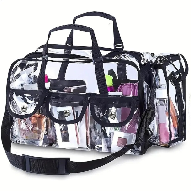 PVC Transparent Storage Bag with Shoulder Strap Travel Tote 250314