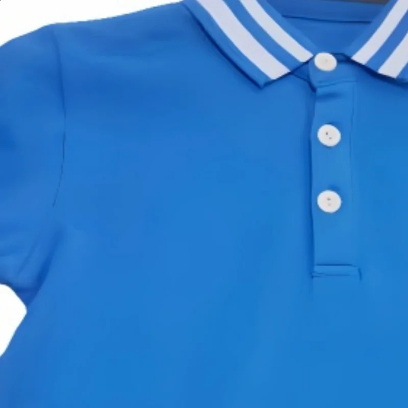 Summer boys style embroidery color contrast lapel single breasted blue short sleeve T-shirt breathable comfortable POLO shirt to 250319