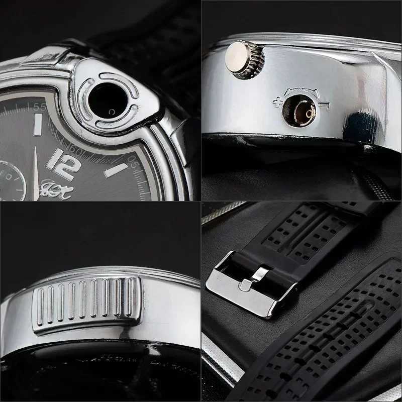 Metal Gas Watch Lighter for Men Portable Rechargeable Gas Lighter Outdoor Windproof Cigarette Lighters Unique Smoking AccessoryC250318