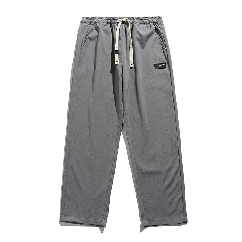 Mens Casual Pants Straight Loose Elastic Waist Jogger Korean Classic Blue Black Gray Male Trousers Plus Size 4XL 5XL 250311