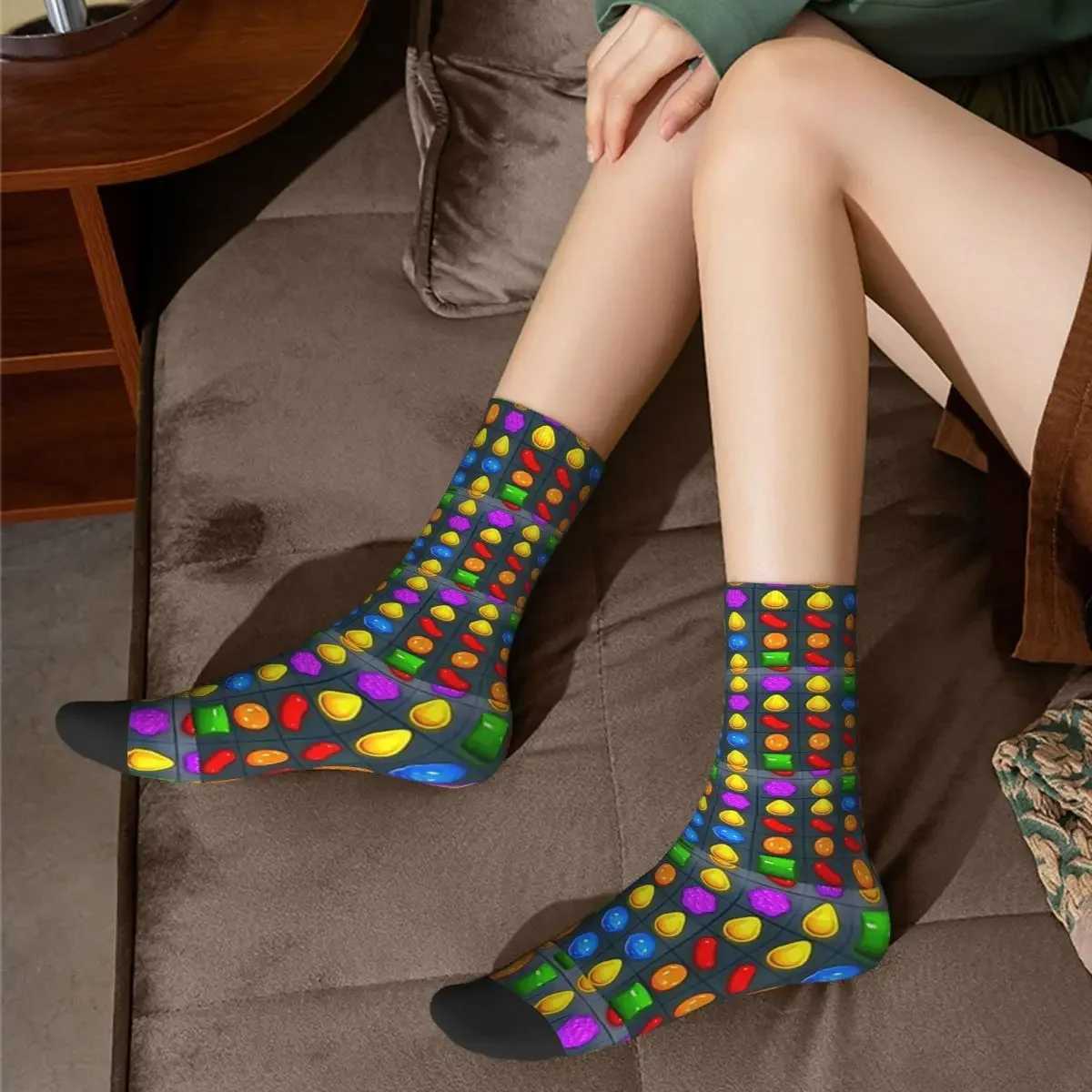 2022 New Candy Crush Socks Harajuku Super Soft Socks Four Seasons Mens Birthday Gift X250319