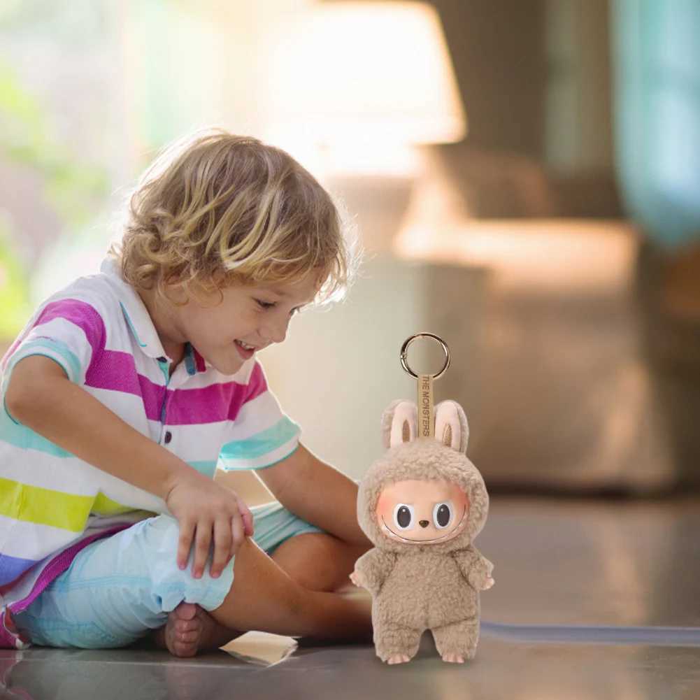 Cute Labubu plush doll keychain monster box toy new vinyl doll Kawaii backpack pendant decoration and protection box giftT250325