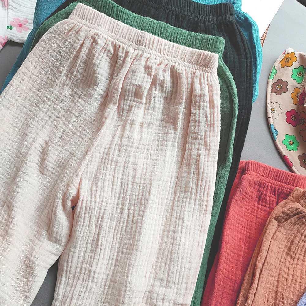 Summer boys and girls cotton linen pants casual baby loose harem pants girls breathable pants childrens clothingT250318