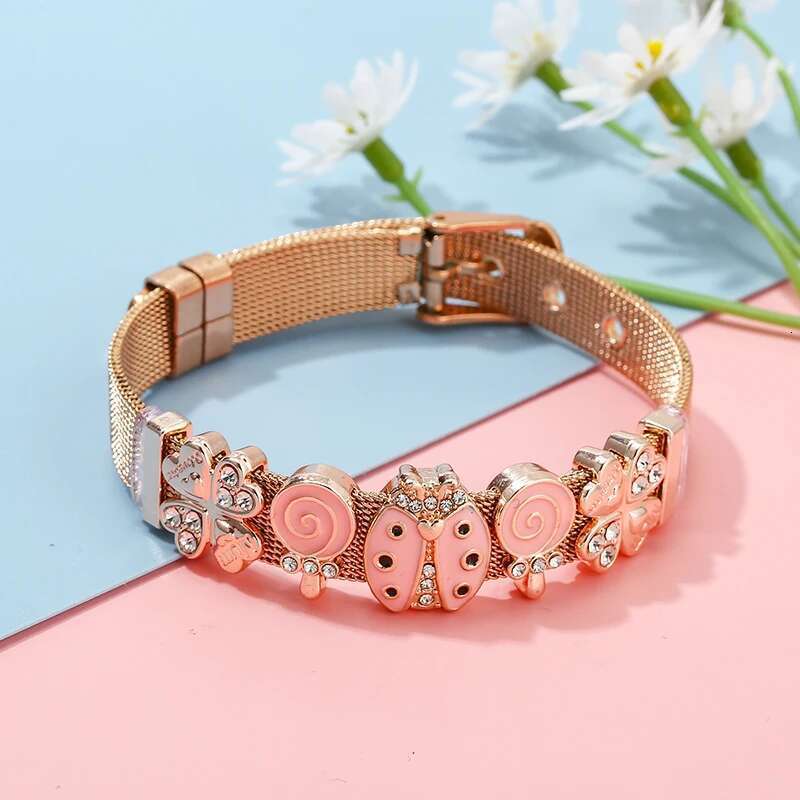 New Fashion 10mm Lollipop Beads Stainless Steel Mesh Bracelets DIY Charm Keeper Bracelets Bangle For Women Men Jewelry Gift