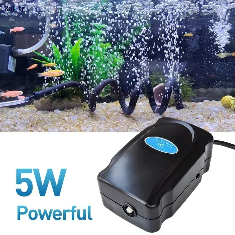5W Aquarium Silent Air Pump 220V240V 110V Fish Tank Quiet Oxygen Accessories Bubble Stone Compressor 250318