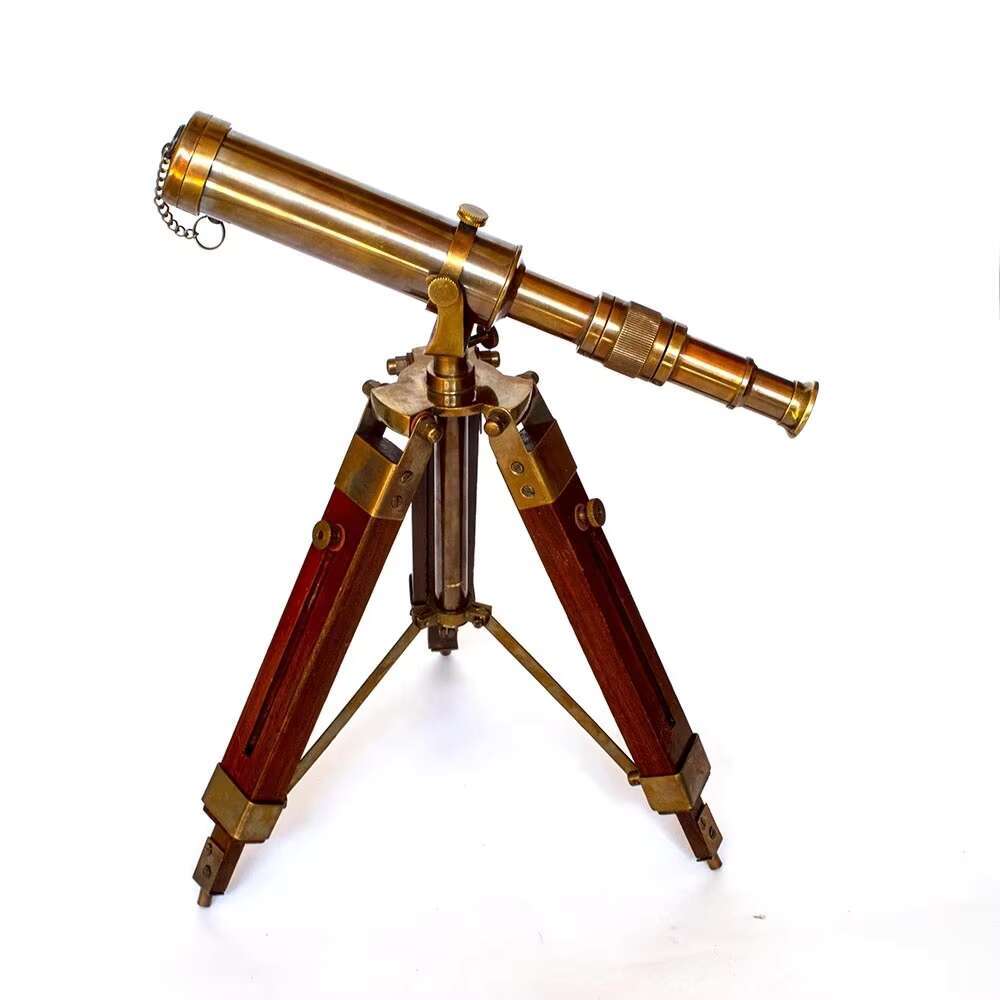 High Quality 9 Inch Antique Vintage Finish Brass SpyGlass Telescope with Wooden Tripod Stand for Mother's Day