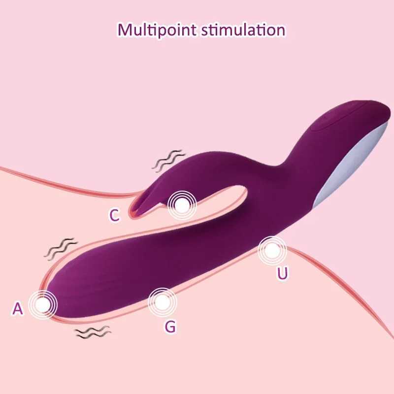 2in1 Rabbit Vibrator For Female Clitoral G Spot Stimulator Vaginal Nipple Massager Adult Dildos Masturbation Sex Toys For Women W250319