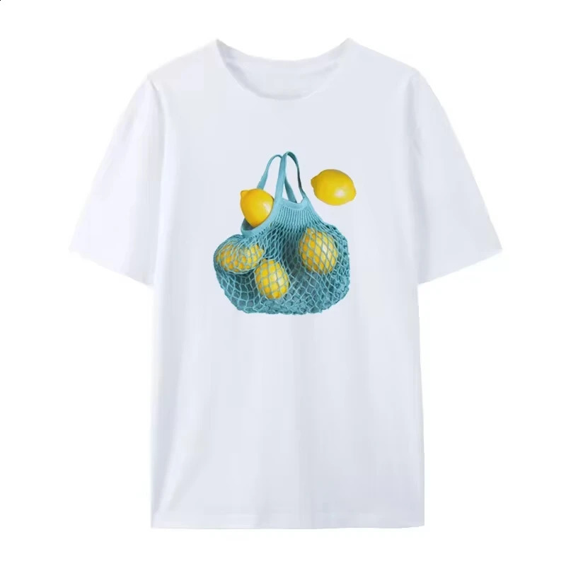 Female Grunge Y2k Aesthetic Lemon Tshirt Harajuku Street Clothing Graphic Cute Fruit Womens Loose Retro Fashion 250311