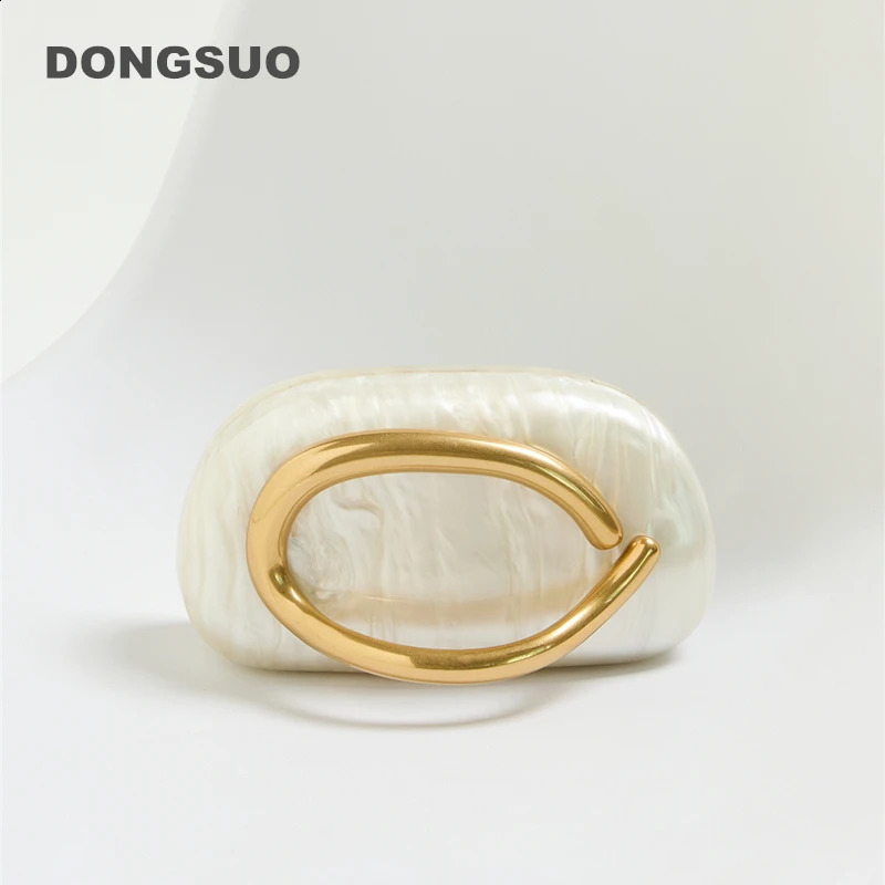 Gold Closure Box Acrylic Clutch Bag women evening wedding party cute square purse bag handbag 2024 winter beige red coffee 250314
