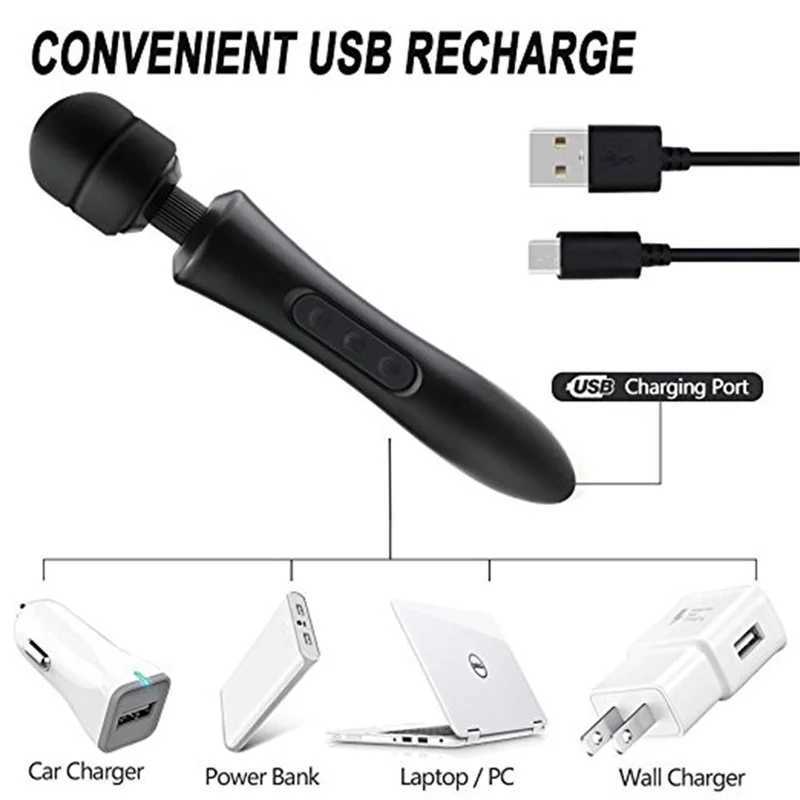 Huge Magic Wand Vibrator For Women Stimulator Clitoris G Spot Massager USB Charging Masturbation Sex Toys For Adults 18 W250319