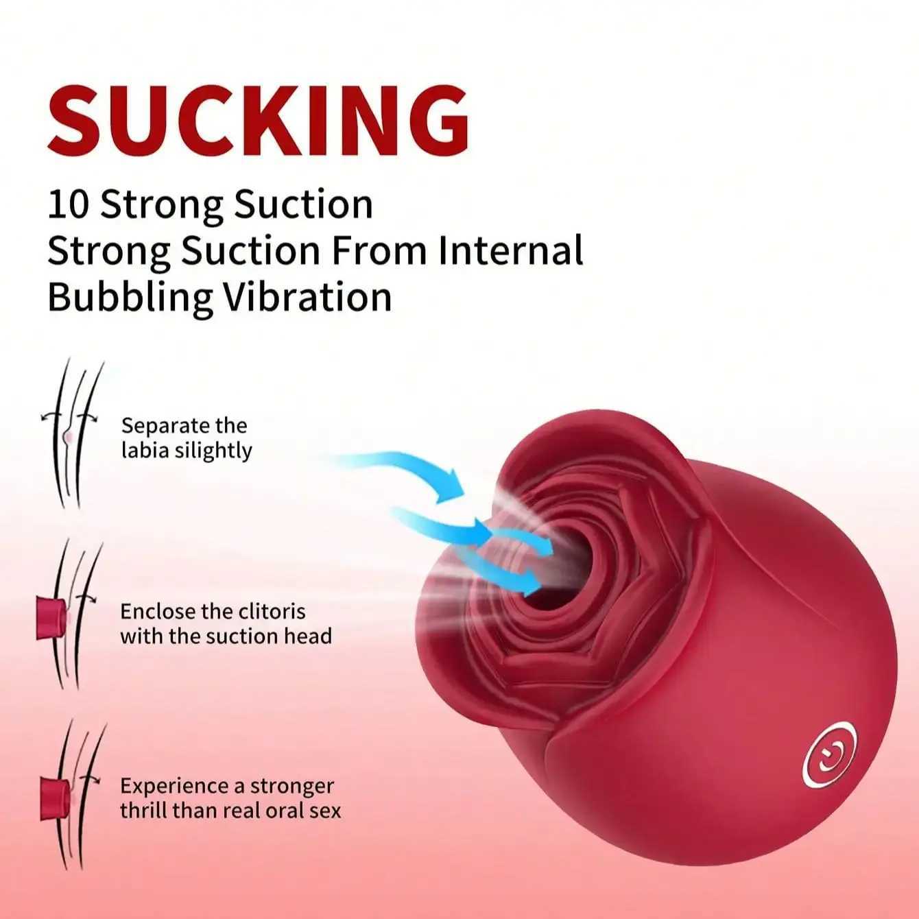 Rose vibrator Nipple Clitoral Suction Cup oral sex stimulator suction vibrator suitable for female Clitoral masturbation toys W250319