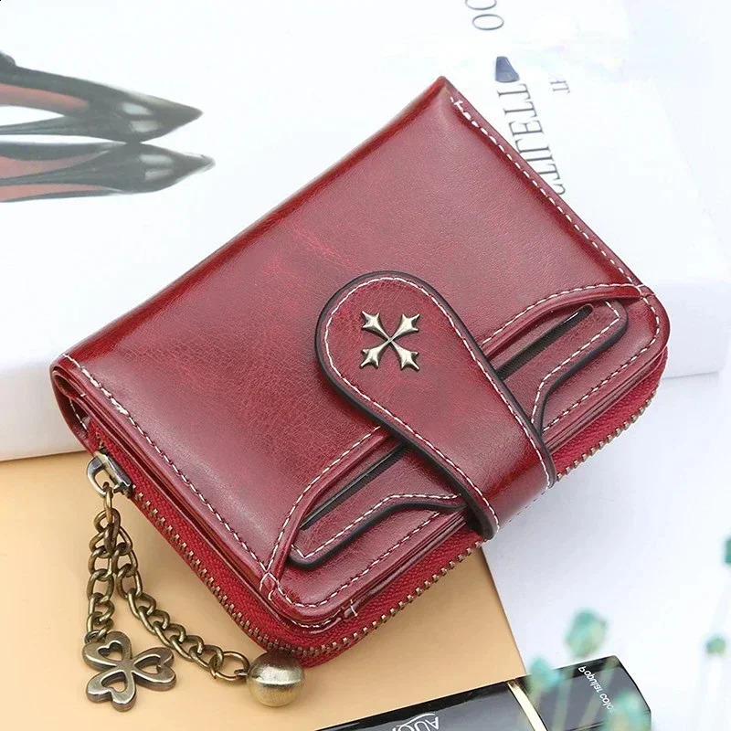 Women Wallets and Purses PU Leather Money Bag Female Short Hasp Purse Small Coin Card Holders Blue Red Clutch Women Wallet 250318