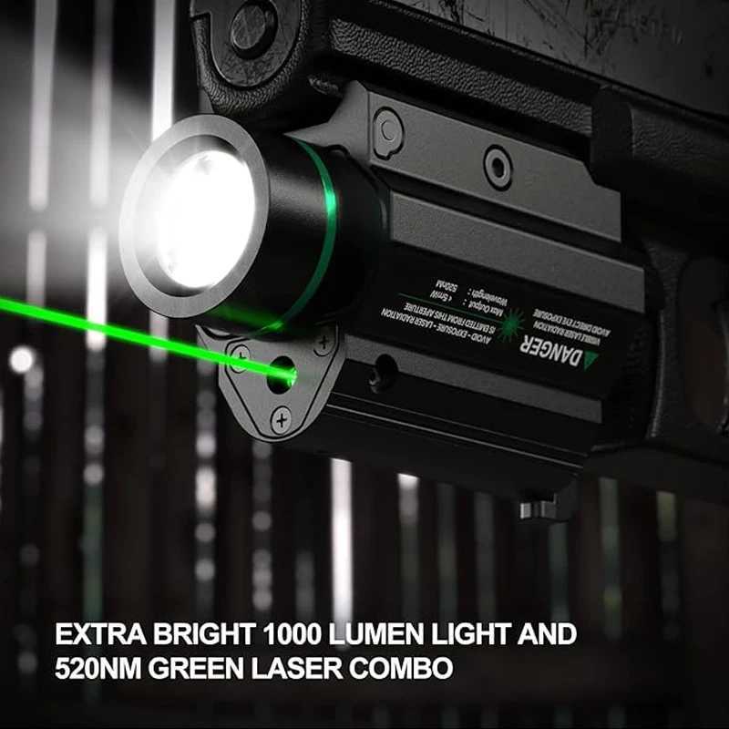 Feyachi green/red laser light combination LED 1000 lumens weapon flashlight with Picatinny rail installation for pistol charging X250319