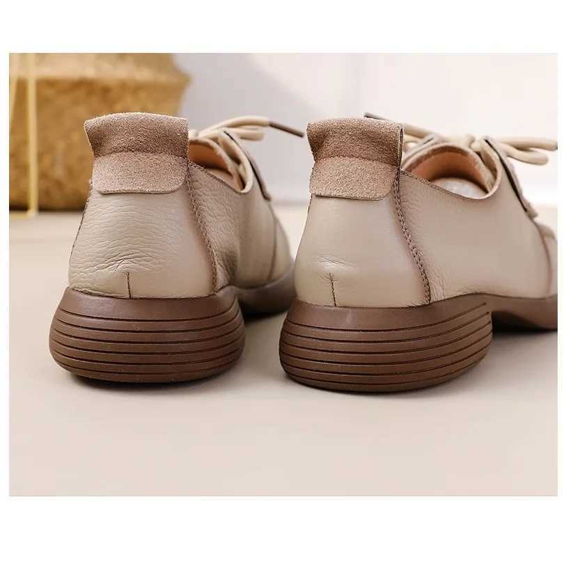 New natural cowhide Oxford shoes womens lace shoelaces womens luxury retro brogues flat womens business shoesXJ250319