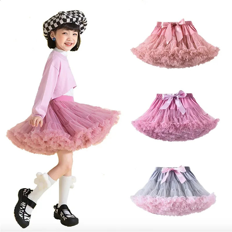 Baby Girls Tulle Tutu Skirt Ballerina Pettiskirt Fluffy Children Ballet Skirts For Party Dance Princess Girl Tulle Clothes 1-10Y 250319