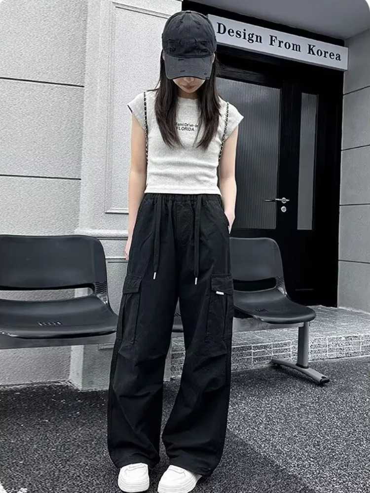 Girls Summer Pants Thin New Childrens Work Pants Spring And Autumn Girls Long Pants Big Children Wide Leg PantsT250318