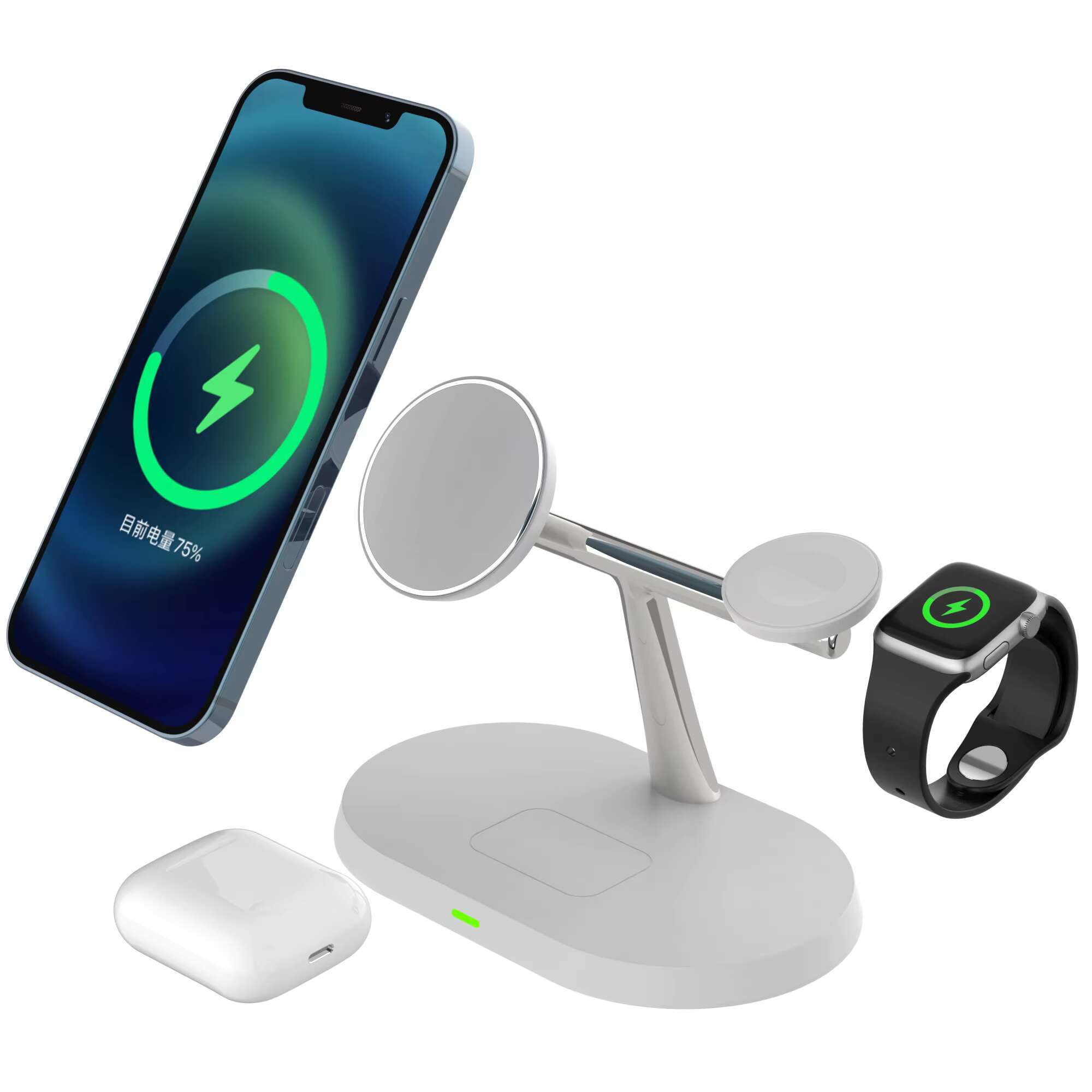 15W 3 in 1 Magnetic Wireless Charger Stand iPhone 12 13 Max Apple Watch Fast Charging Dock Station for Pro